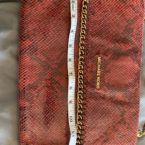 Michael Kors burgundy snakeskin clutch - Picture 7 of 8